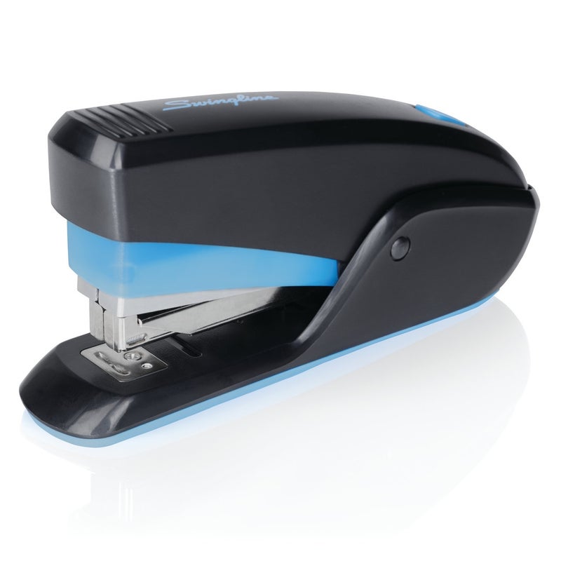 Swingline Stapler, Quick Touch Reduced Effort Stapling, Compact, 15 Sheets, Black/Blue (S7064564) - Image 1
